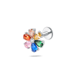 Piercing orecchio/naso flower multicolor in argento