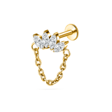 Piercing orecchio/naso marquise con catena in oro