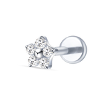 Piercing orecchio/bocca mini fiore bianco in argento
