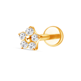 Piercing orecchio/bocca mini fiore bianco in oro