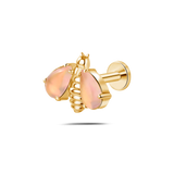 Piercing orecchio/naso/bocca ape regina piccola arancione in oro