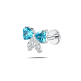 Piercing orecchio/naso/bocca fiocco di sogno blu e bianco in argento