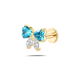 Piercing orecchio/naso/bocca fiocco di sogno blu e bianco in oro
