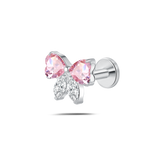 Piercing orecchio/naso/bocca fiocco di sogno rosa e bianco in argento