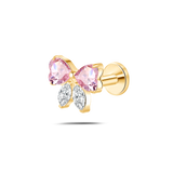 Piercing orecchio/naso/bocca fiocco di sogno rosa e bianco in oro