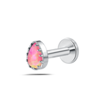 Piercing orecchio/naso/bocca lacrima fucsia opale in argento