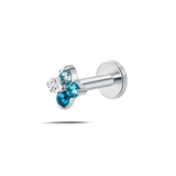 Piercing orecchio/naso/bocca orchidea sky blue in argento