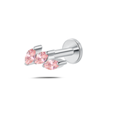 Piercing orecchio/naso/bocca trilogy rosa in argento