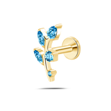 Piercing orecchio/naso ramo di luce sky blue in oro