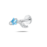 Piercing orecchio/naso ramo stellato blu e bianco in argento