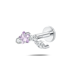 Piercing orecchio/naso ramo stellato viola e bianco in argento