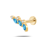 Piercing orecchio/naso trilogy ramato azzurro e bianco in oro