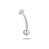Piercing sopracciglio/orecchio pietra bianca opale in argento