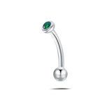 Piercing sopracciglio/orecchio pietra verde opale in argento