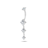 Piercing ombelico cascata di luce bianca in argento