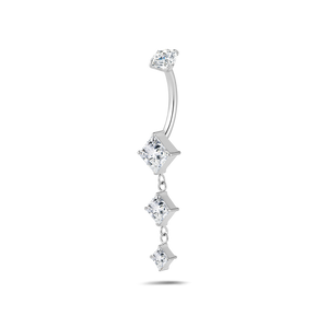 Piercing ombelico cascata di luce bianca in argento