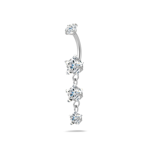 Piercing ombelico cascata di stelle bianca in argento