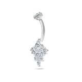 Piercing ombelico cluster di zirconi marquise in argento