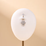 Piercing ombelico cluster di zirconi marquise in argento