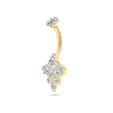 Piercing ombelico cluster di zirconi marquise in oro