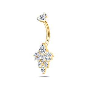 Piercing ombelico cluster di zirconi marquise in oro