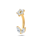 Piercing ombelico fiore prezioso bianco in oro