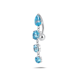 Piercing ombelico goccia di luce azzurra in argento