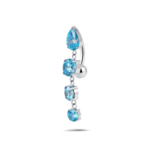 Piercing ombelico goccia di luce azzurra in argento