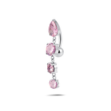 Piercing ombelico goccia di luce rosa in argento