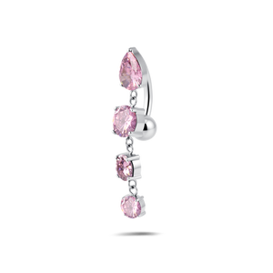 Piercing ombelico goccia di luce rosa in argento