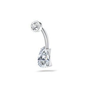 Piercing ombelico goccia infinita bianca in argento