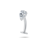 Piercing ombelico piccola goccia bianca in argento
