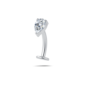 Piercing ombelico piccola goccia bianca in argento