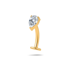 Piercing ombelico piccola goccia bianca in oro