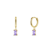 Orecchini baguette viola in oro