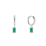 Orecchini baguette verde in argento