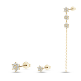 White bouquet earrings in gold