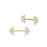 Lotus five petal nipple piercing in gold