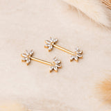 Lotus five petal nipple piercing in gold