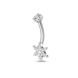 Silver flower navel piercing