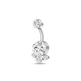 Navel piercing three clusters in silver