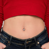 Piercing ombelico cinque grappoli multicolor in argento