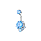 Navel piercing five blue clusters in silver