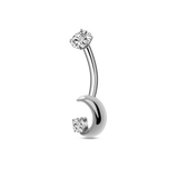 Silver moon navel piercing