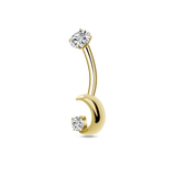Gold moon navel piercing