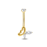 Butterfly navel piercing with gold crystals