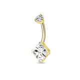 Cubic gold navel piercing