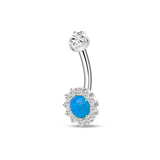 Piercing ombelico in argento con cristallo azzurro