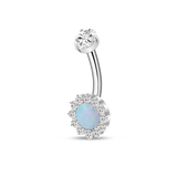 Piercing ombelico in argento con cristallo turchese