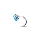 Nose piercing blue flower in silver